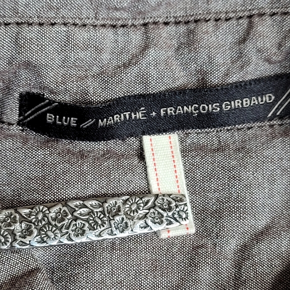 Vintage Marithe Francois Girbaud Mens L Brown Button Shirt Roll Tab Long Sleeve - Picture 9 of 13